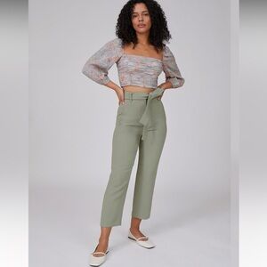Aritzia Wilfred Tie Front High Waist Pant In Sage Green Size 6